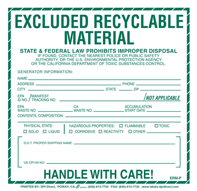 Excluded Recyclable Material (Other States)