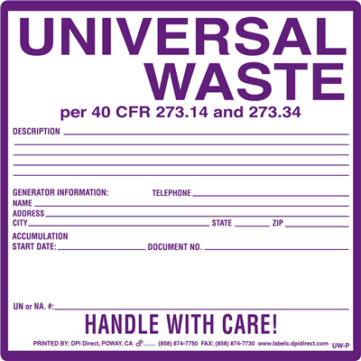 Universal Waste Pinfeed - 6x6 